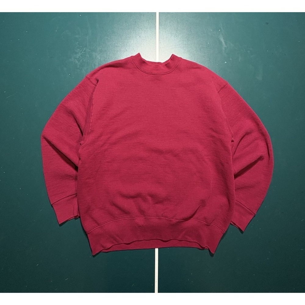 Vintage 90s Blank Crewneck Sweatshirt Men's Large Maroon Heavy Fruit Of The Loom